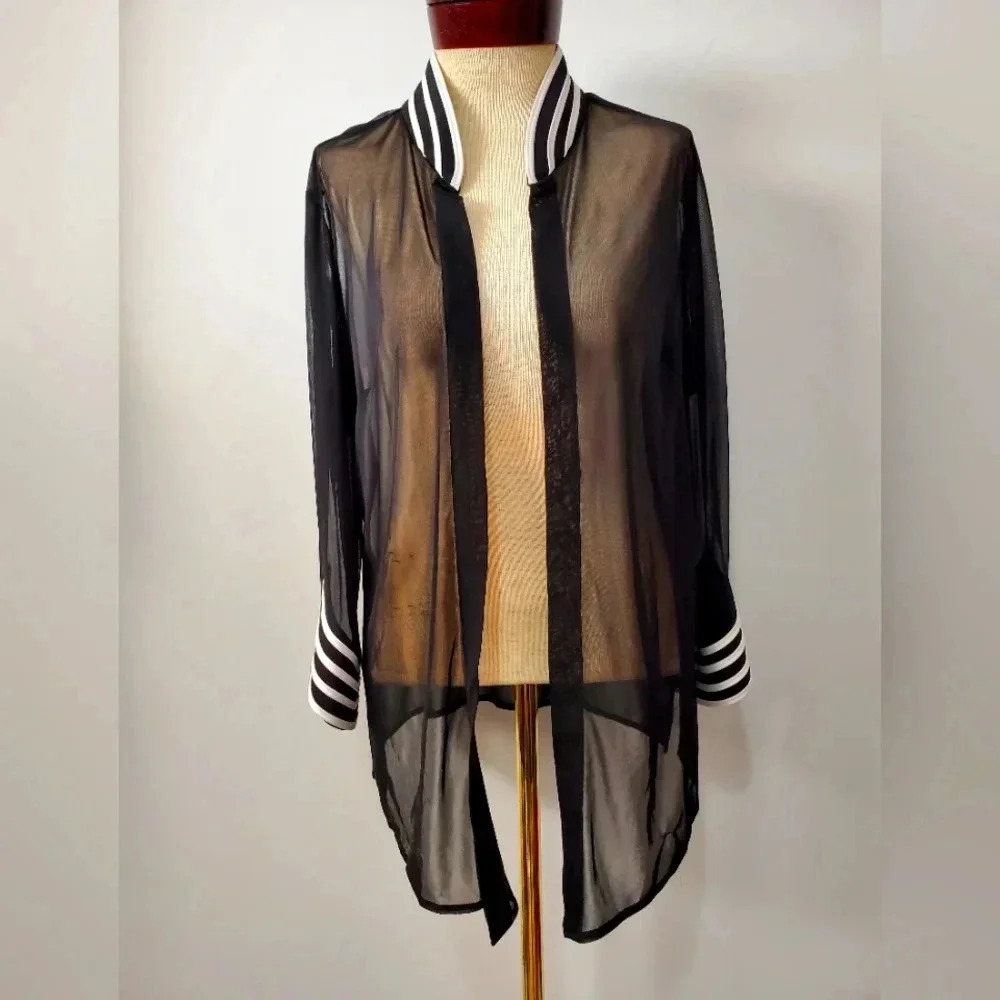 JOSEPH RIBKOFF COUTURE VINTAGE sheer sport rib cuff open tunic/ jacket. Size 14
